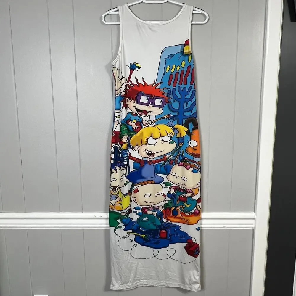 Rugrats Cartoon Character Bodycon Tank Dress Women’s Medium Nickelodeon Midi